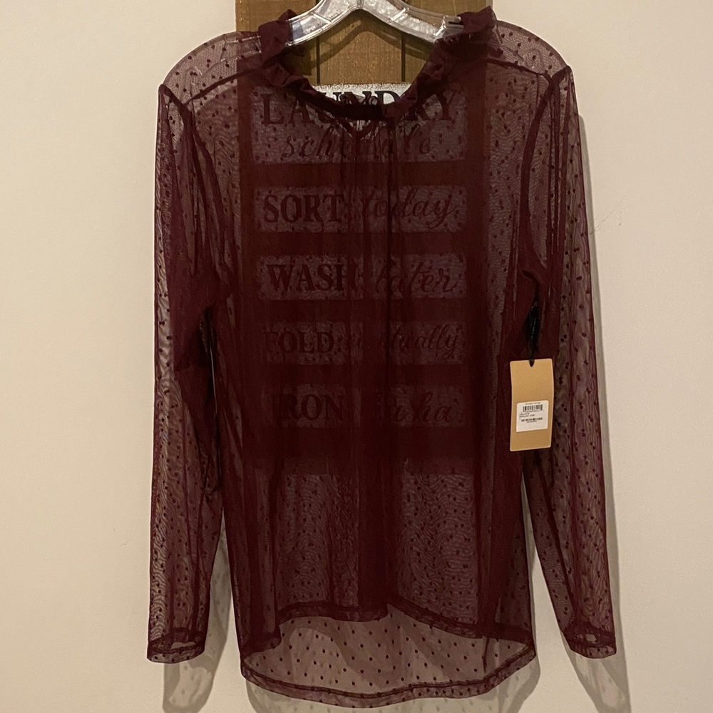 Halogen Deep Red Sheer Blouse